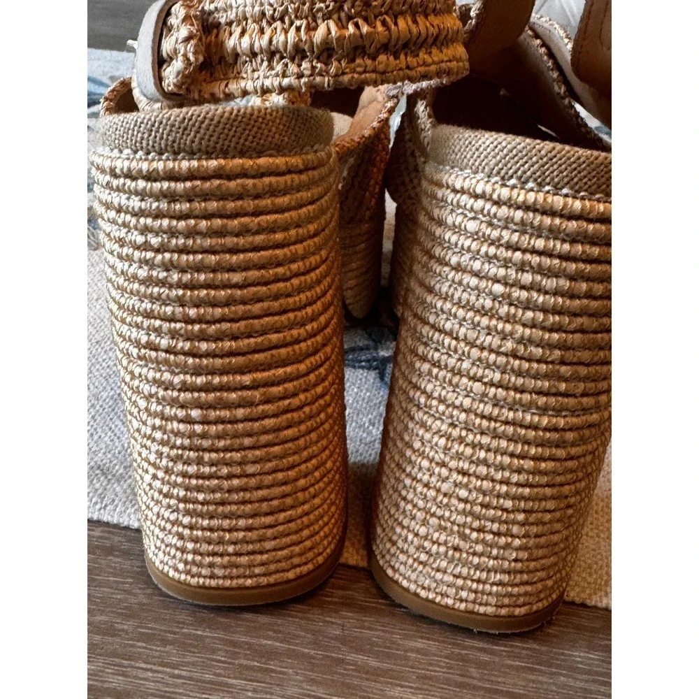 Castaner Espadrille Platform Sandals Woven Raffia‎ Heels Summer Size 39